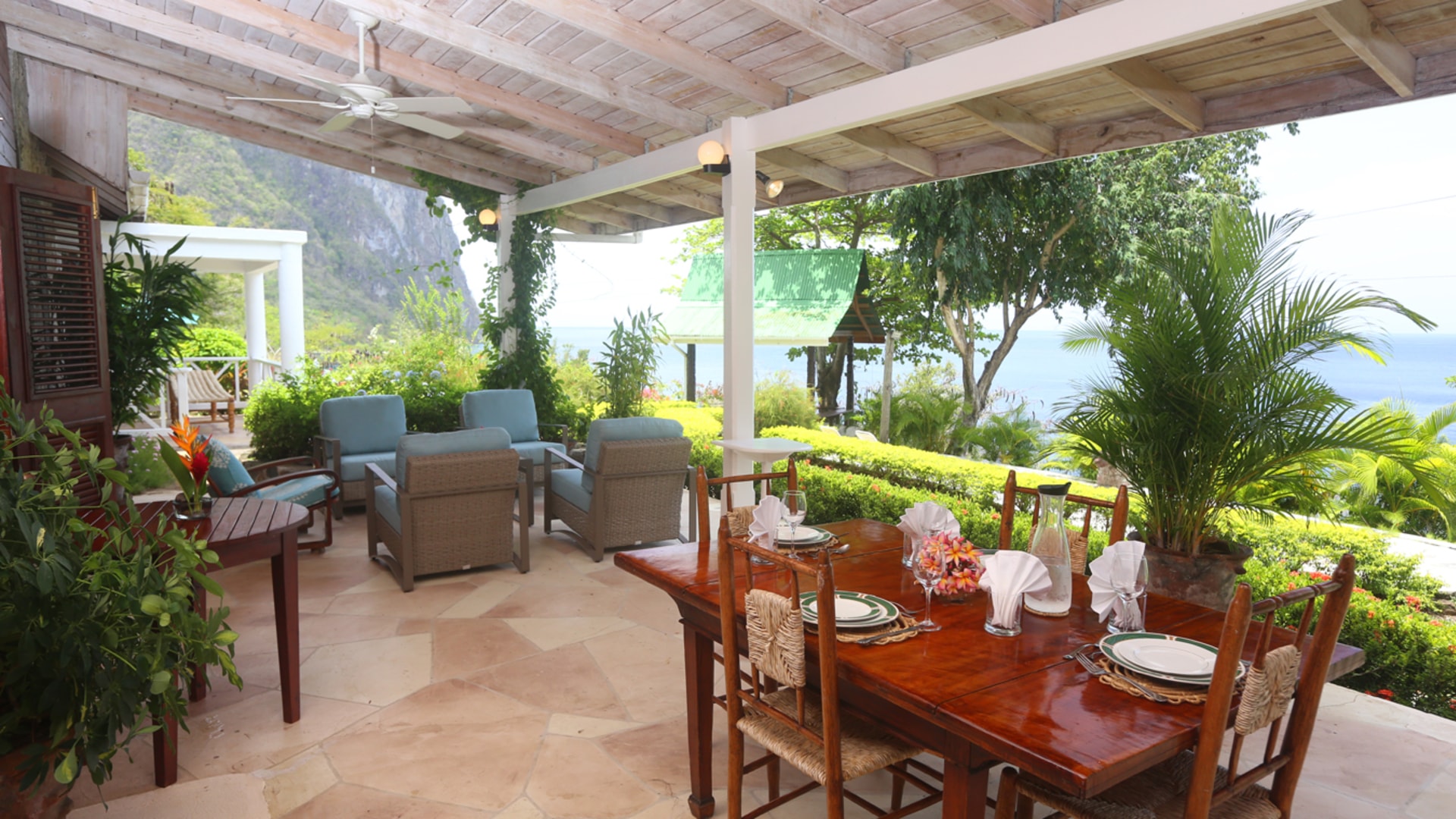 St. Lucia Real Estate Luxurious Colibri cottage Villa table
