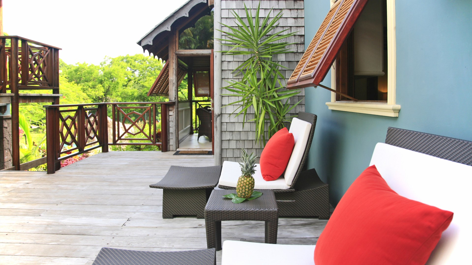 St. Lucia Real Estate C'est La Vie Villa balcony chairs